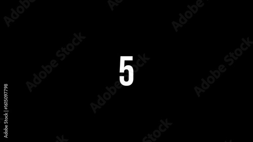 10 Second Countdown timer with scale Animation from 10 to 1 on black background. 4k video