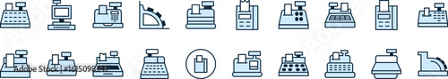 Typewriter Filled Color Icon Bundle. Minimalistic Linear Pictogram for Web and Graphic Design, Apps, Banners, Social Network and Cards