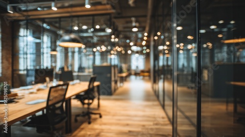 Blurred Of Modern Office Workspace Interior Background, Ideal For Website Background Or Corporate Presentation