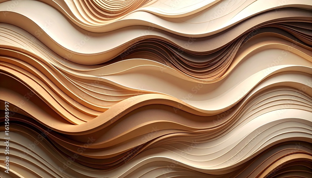 Obraz premium Layered wavy ribbons in earthy beige and brown tones