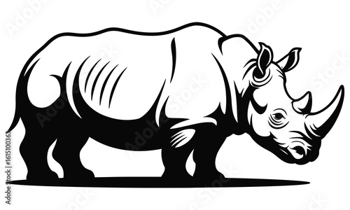 rhino on white background
