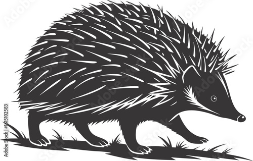 An isolated cute small prickly mammal, a hedgehog, on a white background