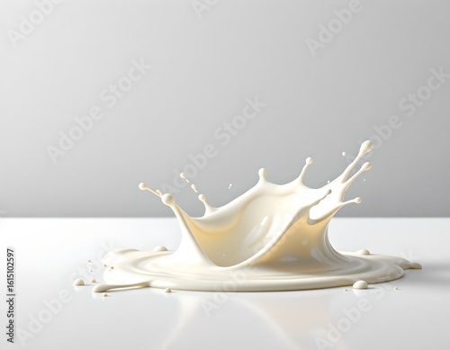 A stunning 4k illustration of an isolated splash of milk on a white background