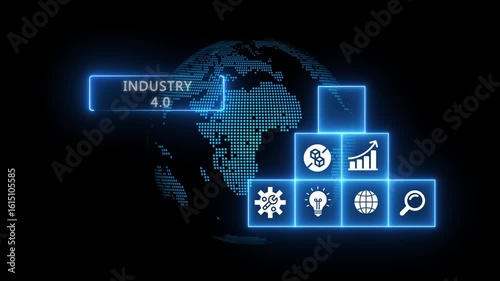 Wallpaper Mural Industry 4.0 concept with global network icons and growth chart symbolizing digital Torontodigital.ca