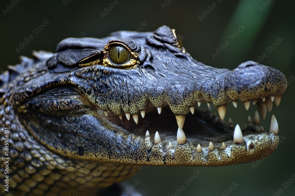 Obraz premium Aggressive crocodile with sharp teeth exposed