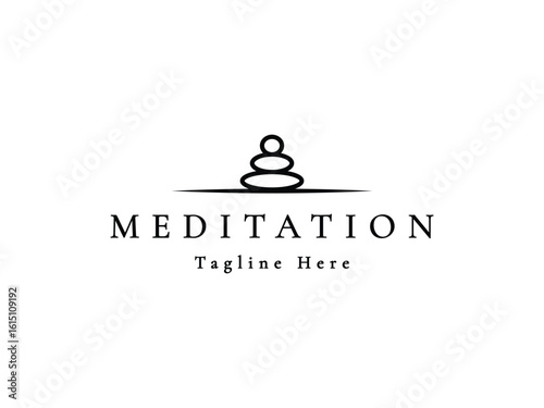 minimal balancing rock line logo design