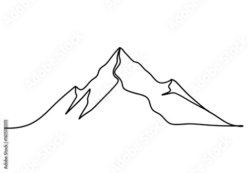 Vector art of a sharp mountain peak rendered in a simple line drawing