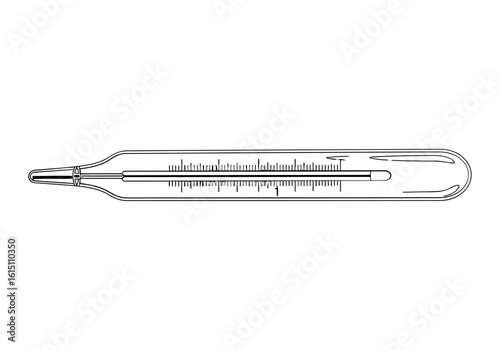 Vector art of a medical thermometer showing a temperature reading