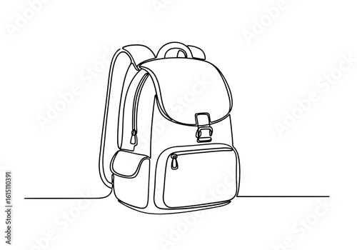 Vector art of a canvas backpack with straps and pockets, isolated on white