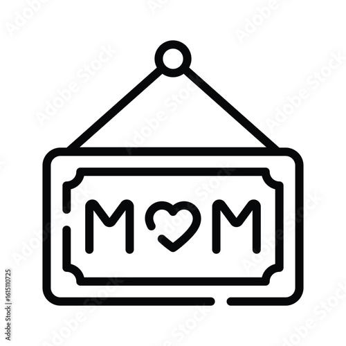 A linear icon showing decorative hanging message board