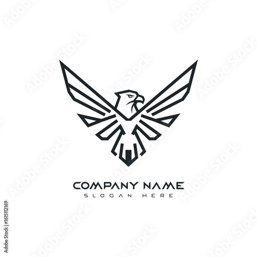 modern eagle line art logo vector template, geometric hawk bird logo for business branding, minimal falcon outline emblem for corporate use, eagle wings abstract logo design vector illustration,
