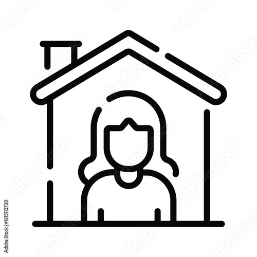 Visually appealing outline icon showing a housewife figure