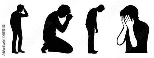 Silent Expressions: Capturing poignant silhouetted figures conveying the complex spectrum of sorrow, from deep despair to quiet contemplation.