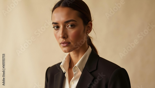 Stylish fashion model. minimalist professional outfit. business woman in smart causal.