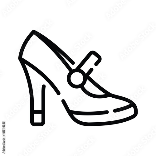 Stylish outline icon showing single heel shoe