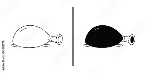 Artistic Balloons: A minimalist artistic depiction of two balloons, each representing different states and phases divided into two halves, with one half in white, the other in black.