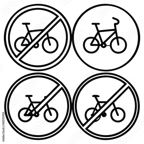No Bicycles Allowed Signs  Set of Four