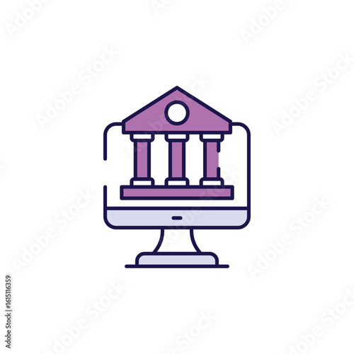 Internet Banking icon design with white background stock illustration