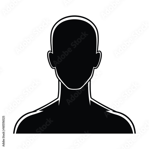 Black and white person silhouette for profile picture or icon design use