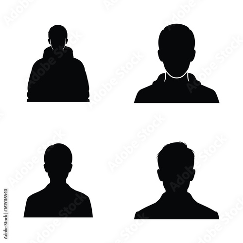 Diverse male silhouettes offer design versatility for profile icons and templates