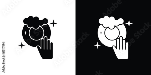 Washing dishes icon, vector flat icon. Flat illustration.