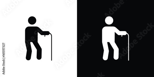 Walking stick icon, vector flat icon. Flat illustration.
