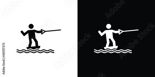 Wakeboarding icon, vector flat icon. Flat illustration.