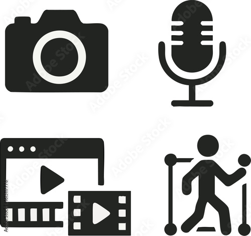 Camera microphone video play movie film recording audio podcast walk red carpet celebrity event