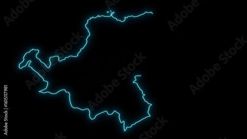 Swiss Schwyz Canton Abstract Futuristic Neon Map Outline Animation