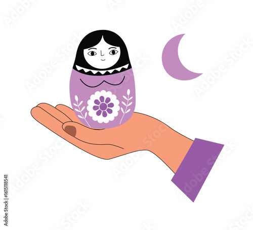 Russian Nesting Doll with Moon