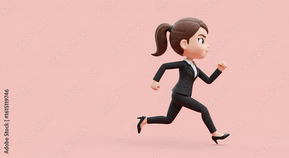 Businesswoman Running Achieving Success Goals Businesswoman Running Achieving Success Goals