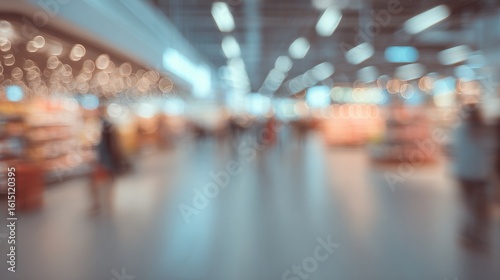 Wallpaper Mural Abstract blurred airport terminal interior with bokeh lights Torontodigital.ca