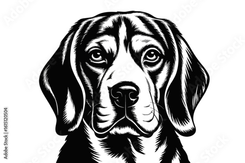Black dog portrait sketch white