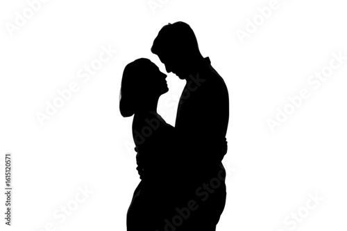 Couple embracing tenderly embrace silhouette