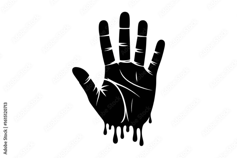Obraz premium Dripping Hand Silhouette outline open palm
