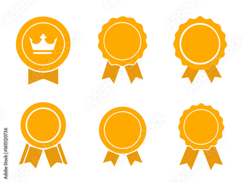 Medal and Badge Vector Set, Award Ribbons, Emblems, and Victory Symbols in Classic and Modern Styles, Editable Formats: AI, EPS, JPG, PNG, Ideal for Both Digital and Print Use
