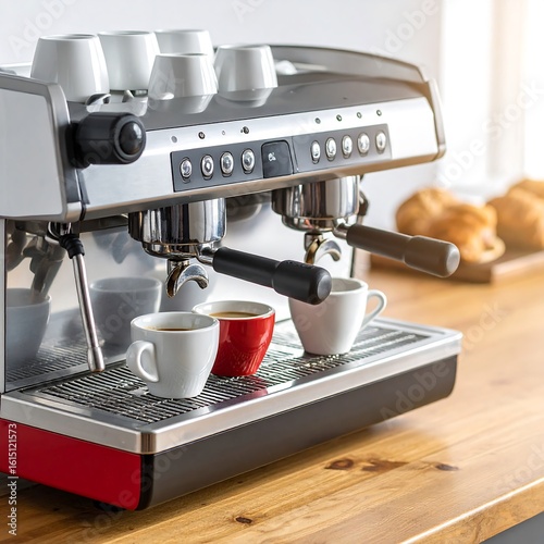 Coffee machine brewing coffee