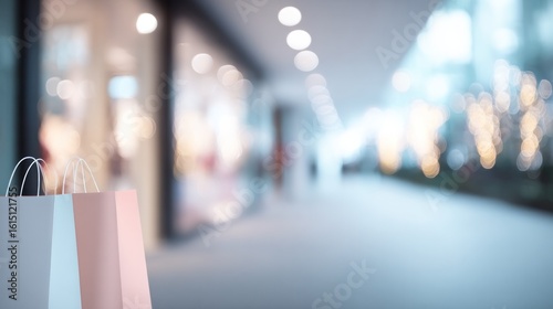 Wallpaper Mural Shopping bags on city street with blurred lights Torontodigital.ca