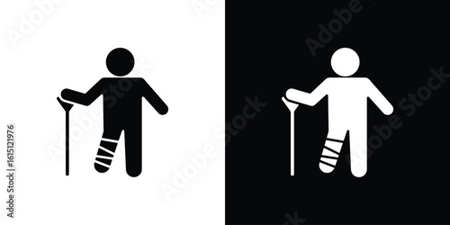Man with broken leg icon, vector flat icon. Flat illustration.