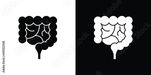 Large intestine icon, vector flat icon. Flat illustration.