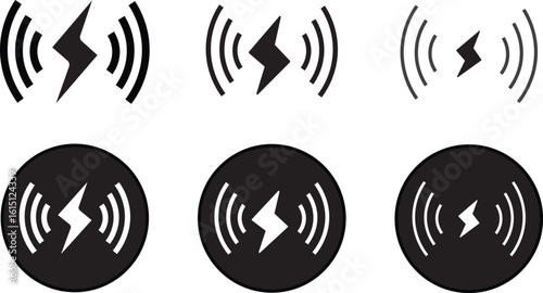Wireless charging line  icons set, ,Wireless Charging connection,  network disconnection, wireless charging glyph icons vector design,
