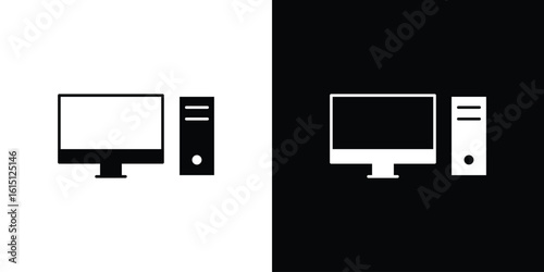 Desktop computer icon, vector flat icon. Flat illustration.