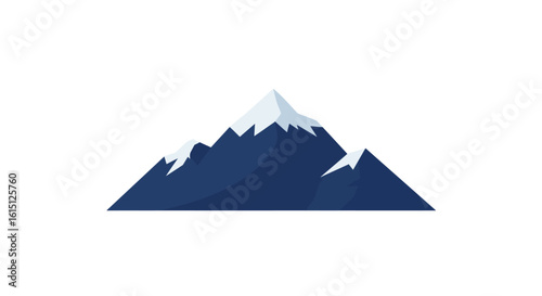 Stylized Snowcapped Mountain Peak Vector Illustration