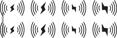 Wireless charging icon set, simple icons connection,Wireless Charging Vector,  network disconnection, wireless charging glyph icons design,
