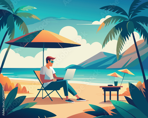 lavoro al computer in spiaggia 02