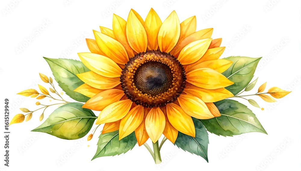 Fototapeta premium Watercolor sunflower bouquet