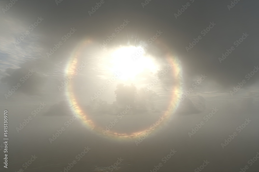 Obraz premium Sun halo ringed by clouds