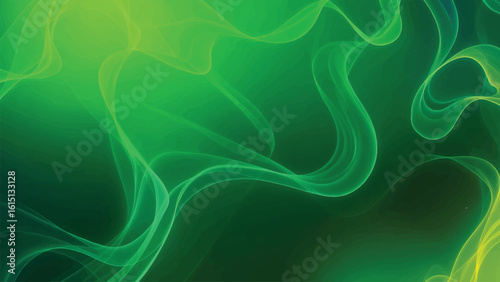 Abstract green smoke wave background evoking natural flowing energy and elegance
