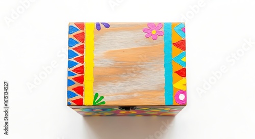 Decorative painted wooden box colorful art craft storage container keepsake item home decor