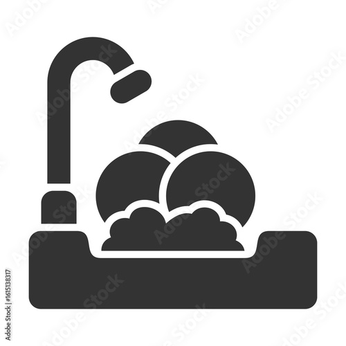 Washing Dishes Icon Glyph Style. Vector Illustration Design
